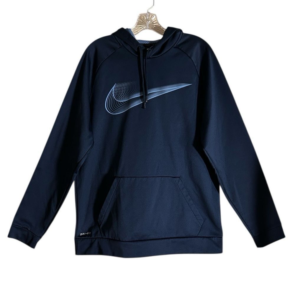 Nike Men’s Navy Blue Hoodie with Graphic Swoosh